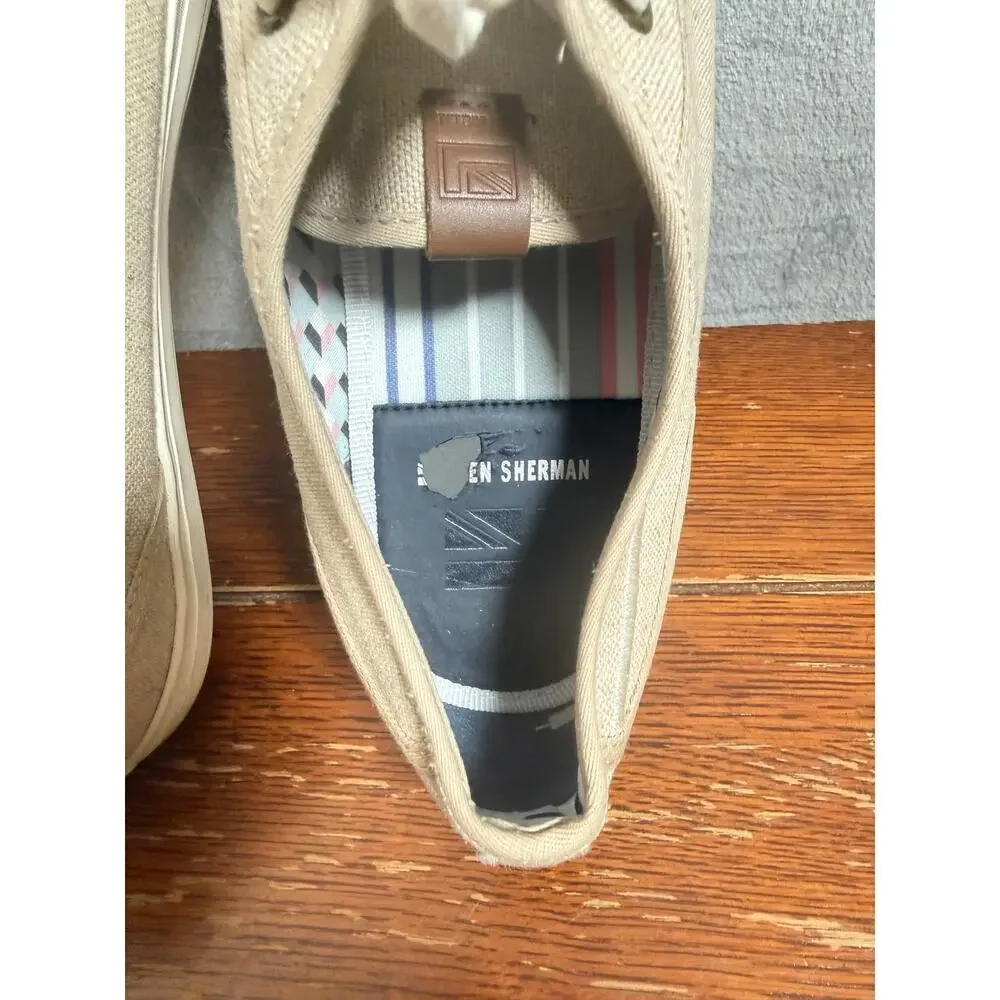 Ben Sherman Beige Canvas Sneakers Low Top Casual Shoes Mens
